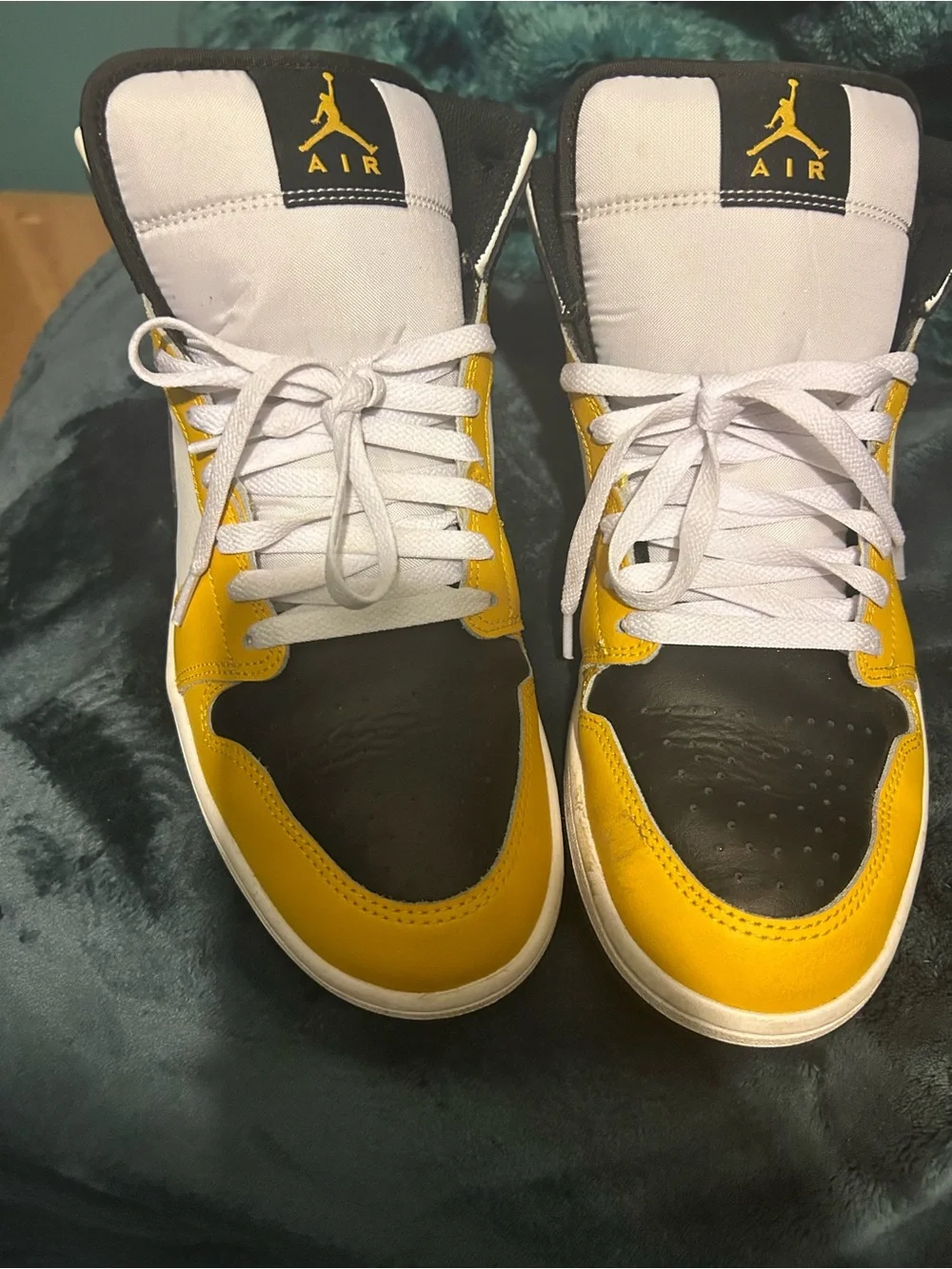 Jordan High-Top Sneakers in Yellow, Black & White